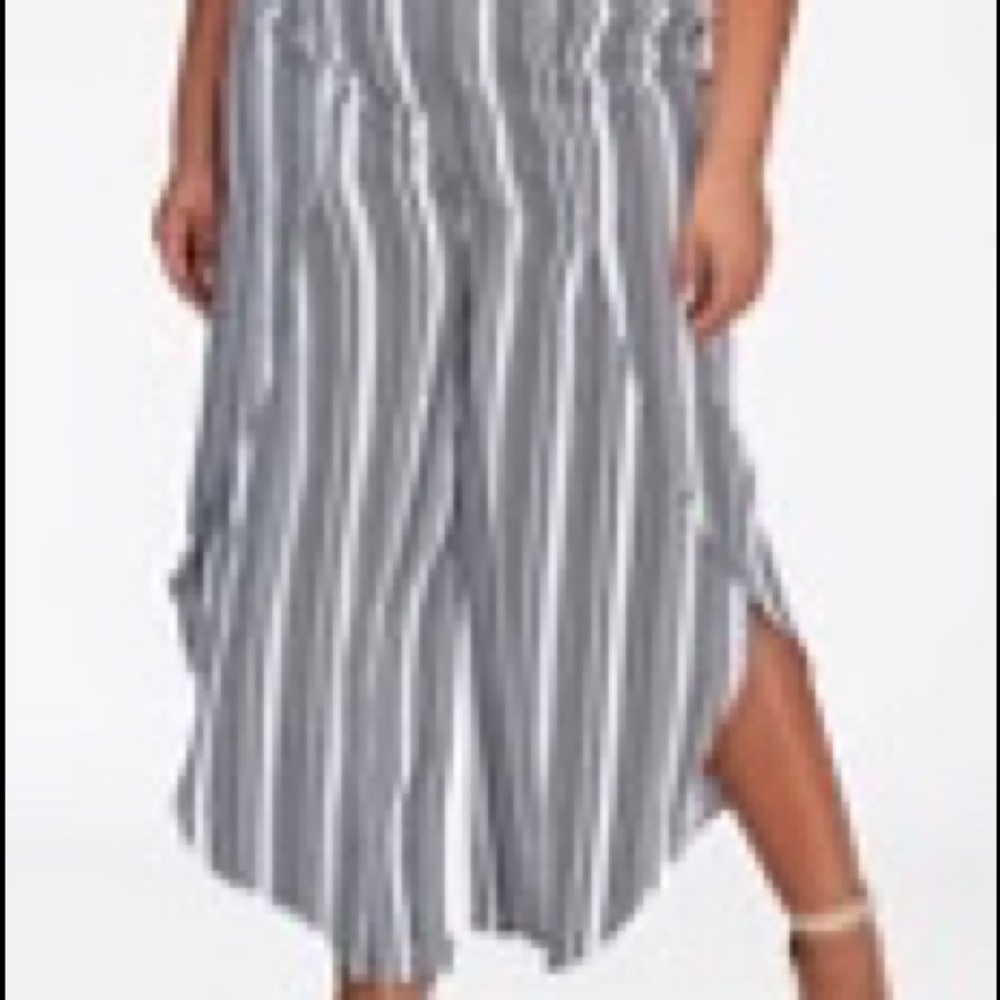 Linen Stripe Side Zip Foldover